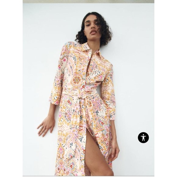 Zara Dresses & Skirts - #050. NWT Zara Printed Midi Shirt Dress-ZARA